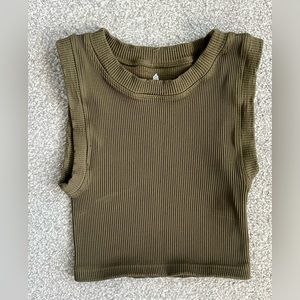 EUC Free People Crop Top Green/Brown Size XS/S